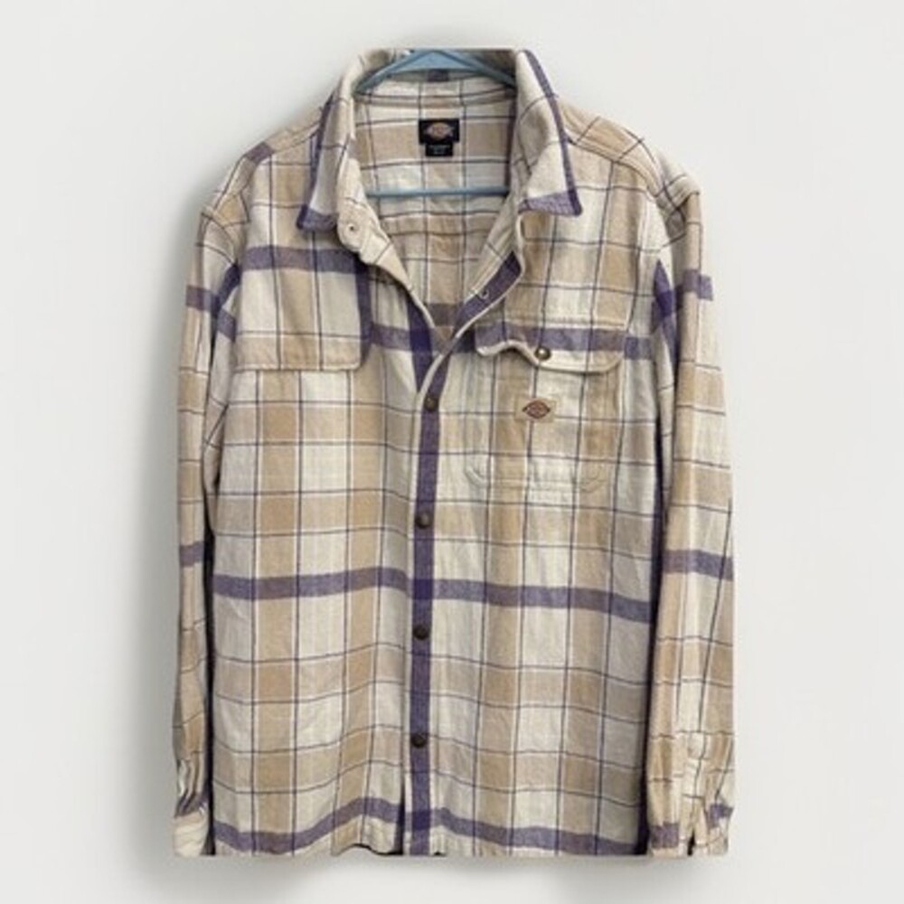 Dickies Men’s Plaid Snap Button Flannel Shirt 2X Heavy 100% Cotton Outdoor Work